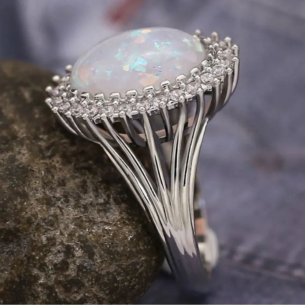 NEW Huge Diamond 925 Silver Ring
